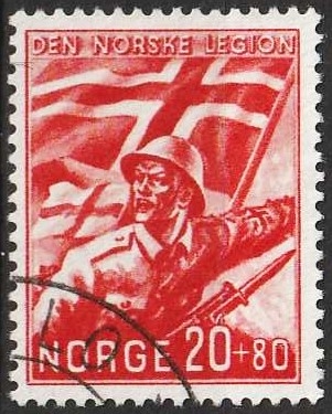 FRIMÆRKER NORGE | 1941 - AFA 230 - Legion - 20+80 øre rød - Pænt Stemplet